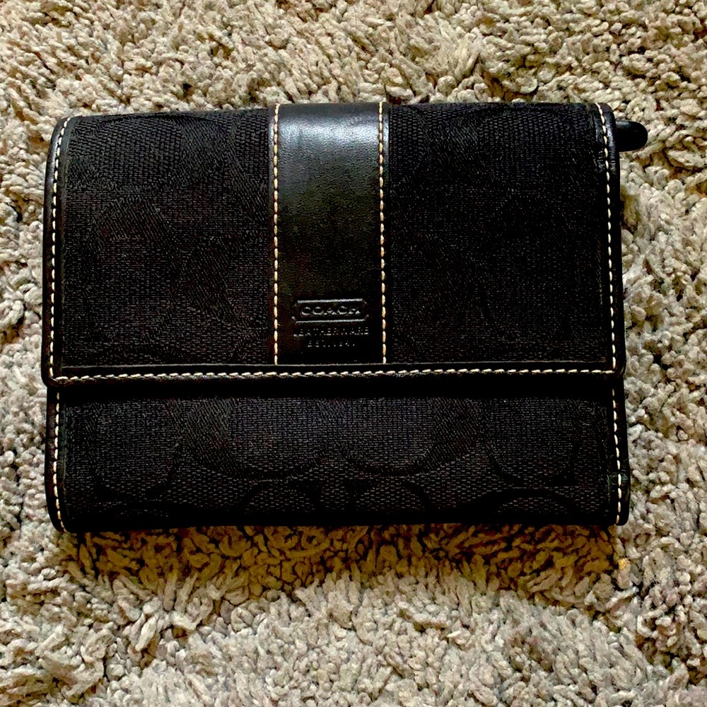 Great condition Coach leather/fabric black wallet